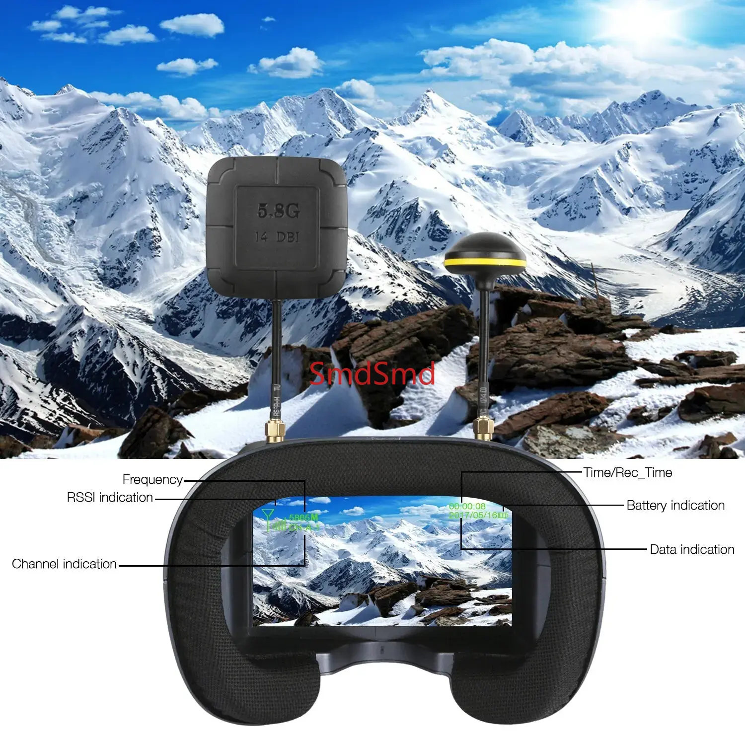 نظارة 008D PRO FPV، جهاز استقب - مراجعة Drone Racing Goggles وسعره